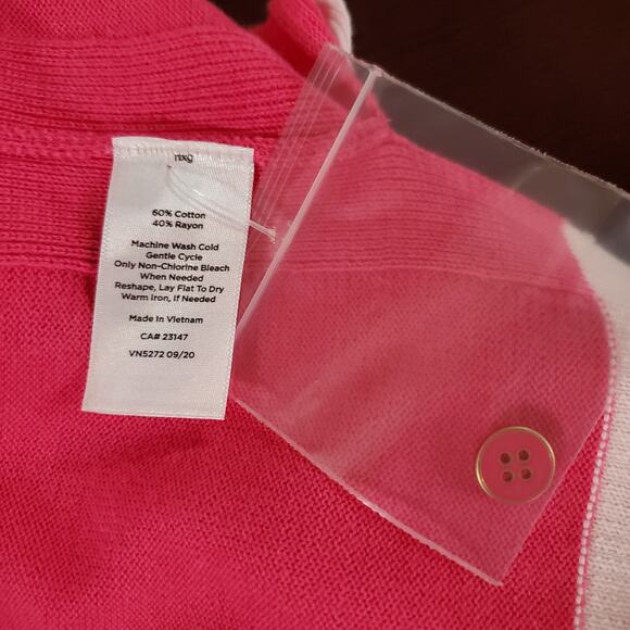 Talbots NWOT Womens Button Cardigan Sweater Size XL Pink Preppy Old Money Office - Picture 8 of 10
